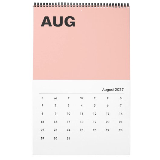 Moderner Minimalistischer Farbkalender Kalender (Aug 2027)