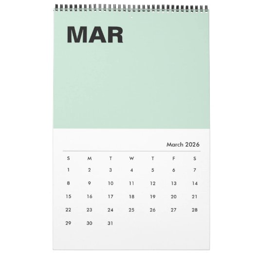 Moderner Minimalistischer Farbkalender Kalender (Mär 2026)