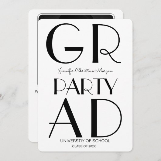 Moderner Minimalistischer Foto Abschluss Einladung (Vorne/Hinten)