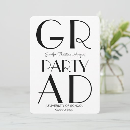 Moderner Minimalistischer Foto Abschluss Einladung (Stehend Vorderseite)