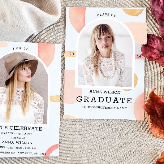 Moderner Minimalistischer Foto Abschluss Einladung