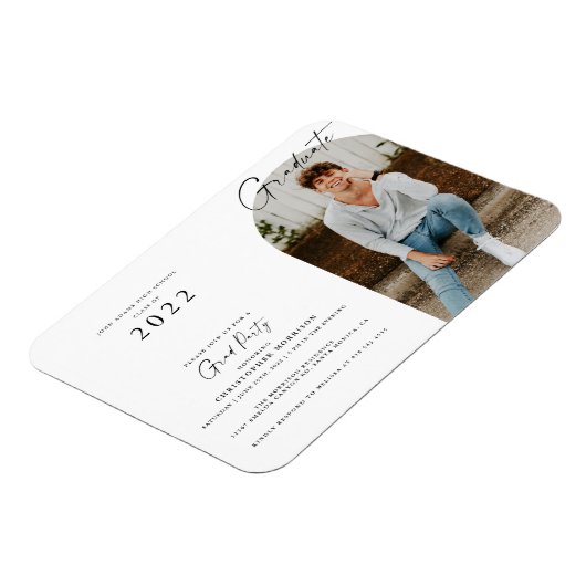 Moderner Minimalistischer Foto Abschluss Einladung Magnet (Linke Seite)