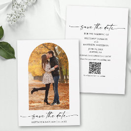 Moderner Minimalistischer Foto-Druckschrift-QR-Cod Save The Date