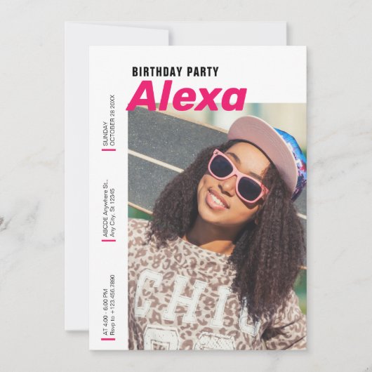 Moderner, minimalistischer Foto-Geburtstag Einladung (Vorderseite)