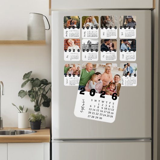 Moderner Minimalistischer Foto-Kalender im Septemb Magnet