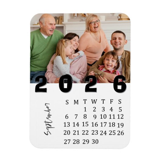 Moderner Minimalistischer Foto-Kalender im Septemb Magnet (Vertikal)
