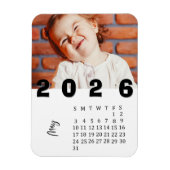 Moderner Minimalistischer Foto-Kalender Mai 2026 Magnet (Vertikal)
