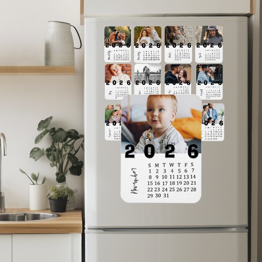 Moderner Minimalistischer Foto-Kalender November 2 Magnet