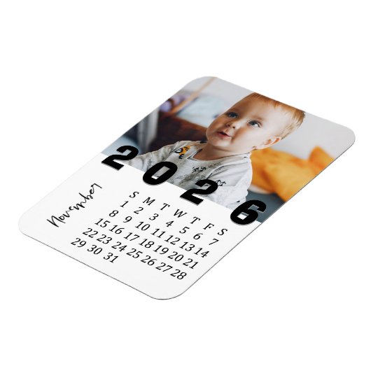 Moderner Minimalistischer Foto-Kalender November 2 Magnet (Linke Seite)