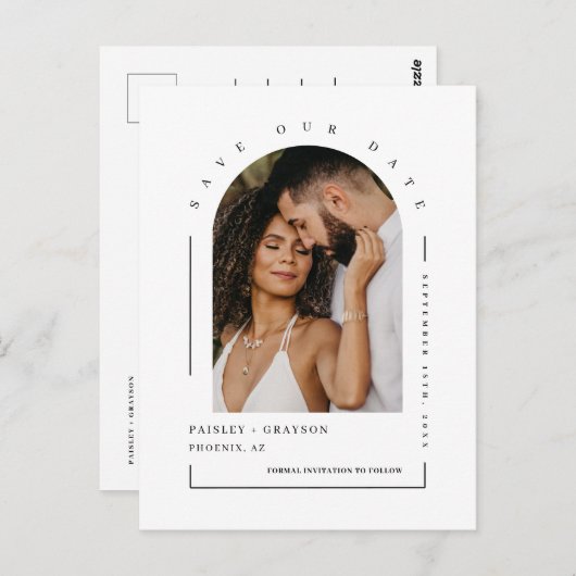 Moderner Minimalistischer Foto QR Code Rette unser Postkarte (Vorne/Hinten)