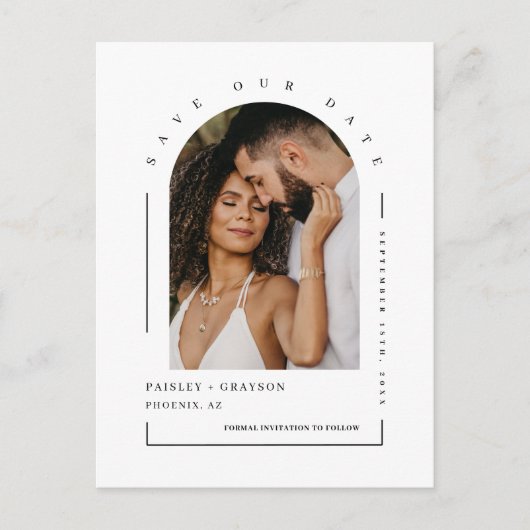 Moderner Minimalistischer Foto QR Code Rette unser Postkarte (Vorderseite)