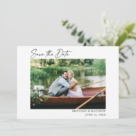 Moderner Minimalistischer Foto-QR-Code Save The Date (Stehend Vorderseite)