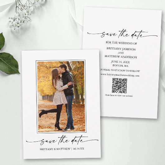Moderner Minimalistischer Foto-QR-Code Save The Date