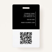 Moderner Minimalistischer Foto Schwarzer Name Ausweis (Rückseite)