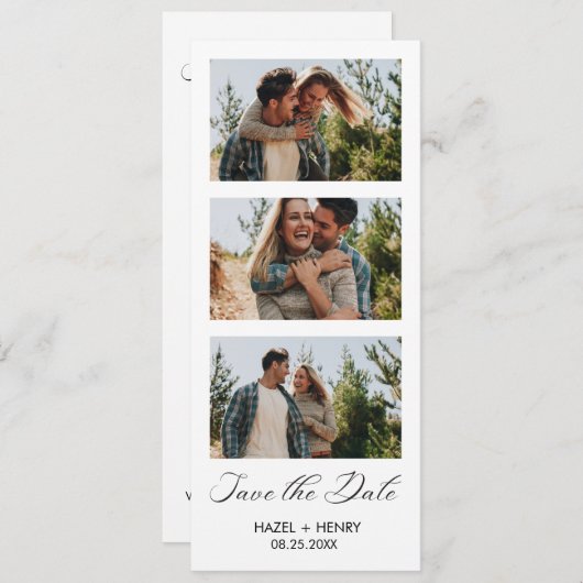 Moderner Minimalistischer Foto Streifen Save The Date (Vorne/Hinten)