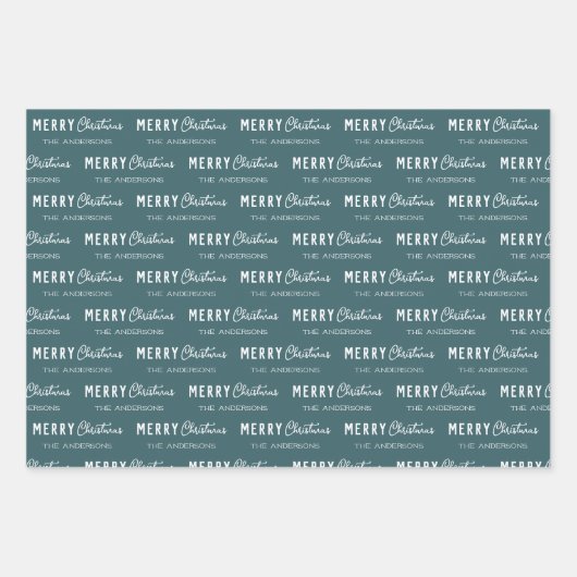 Moderner Minimalistischer froher Weihnachten Grüne Geschenkpapier Set (Vorderseite 3)