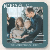 Moderner Minimalistischer froher Weihnachten Grüne Getränkeuntersetzer (Vorderseite)