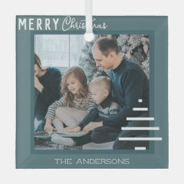 Moderner Minimalistischer froher Weihnachten Grüne Ornament Aus Glas