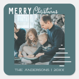 Moderner Minimalistischer froher Weihnachten Grüne Quadratischer Aufkleber