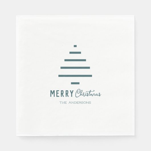 Moderner Minimalistischer froher Weihnachten Grüne Serviette (Vorderseite)