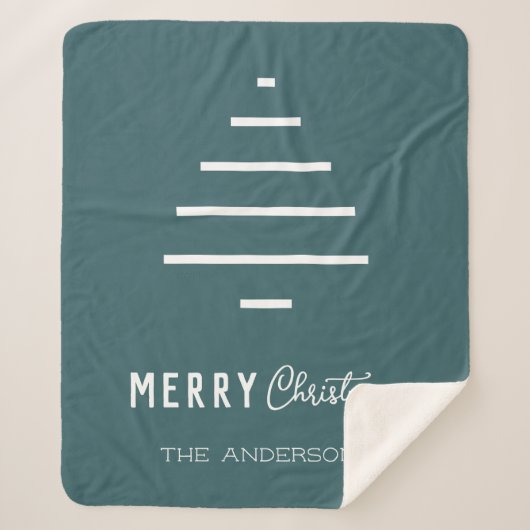 Moderner Minimalistischer froher Weihnachten Grüne Sherpadecke (Vorderseite)