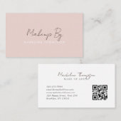Moderner Minimalistischer Giralskriptknopf Rosa QR Visitenkarte (Vorne/Hinten)