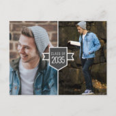 Moderner Minimalistischer Gold Grad Cap 2 Foto Abs Ankündigungspostkarte (Vorderseite)