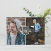 Moderner Minimalistischer Gold Grad Cap 3 Foto Abs Ankündigung (Stehend Vorderseite)