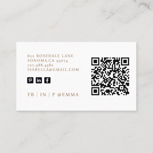 Moderner Minimalistischer Gold Hello Event Plane Q Visitenkarte (Rückseite)