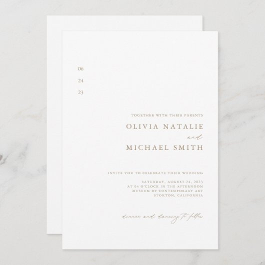 Moderner Minimalistischer Gold QR Code in einer Ho Einladung (Vorne/Hinten)