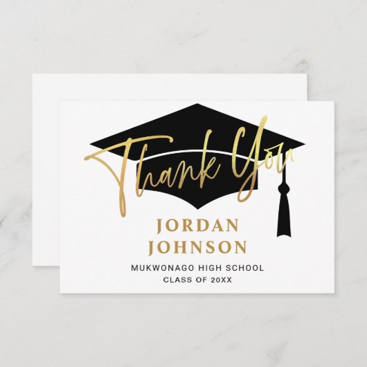 Moderner Minimalistischer Goldener Abschluss Dankeskarte (Vorne/Hinten)
