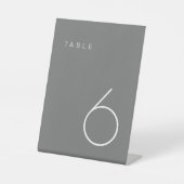 Moderner Minimalistischer Grautisch mit weißer Tis Sockelschild (Vorderseite)