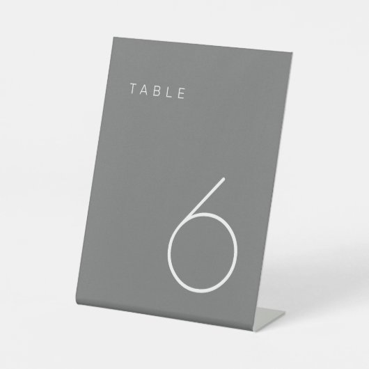 Moderner Minimalistischer Grautisch mit weißer Tis Sockelschild (Vorderseite)