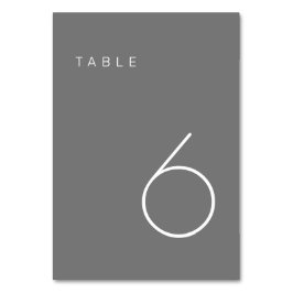 Moderner Minimalistischer Grautisch mit weißer Tis Tischnummer