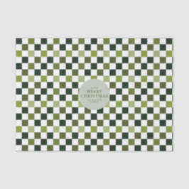 Moderner Minimalistischer grüner Karo Weihnachten Seidenpapier