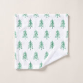 Moderner Minimalistischer Grüner Weihnachtsbaum Badhandtuch Set (Waschlappen)