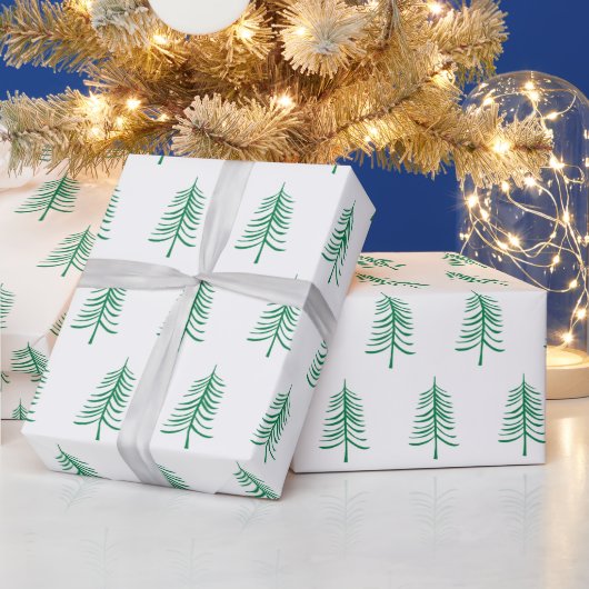 Moderner Minimalistischer Grüner Weihnachtsbaum Geschenkpapier (Feiertage)