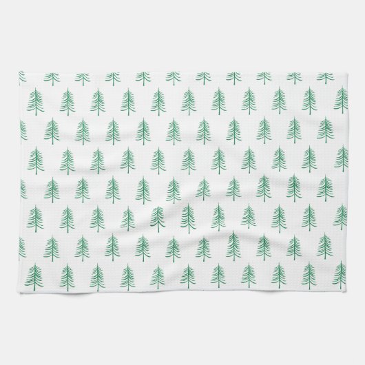 Moderner Minimalistischer Grüner Weihnachtsbaum Geschirrtuch (Horizontal)