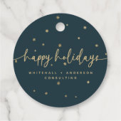 Moderner Minimalistischer Happy Holidays Firmennam Geschenkanhänger (Rückseite)