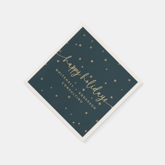 Moderner Minimalistischer Happy Holidays Firmennam Serviette (Ecke)