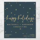 Moderner Minimalistischer Happy Holidays Firmennam Weinetikett (Einzelnes Label)