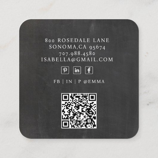 Moderner Minimalistischer hellgrauer QR-Code Quadratische Visitenkarte (Rückseite)