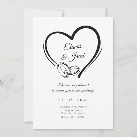 Moderner minimalistischer Herzenring Einladung (Vorderseite)