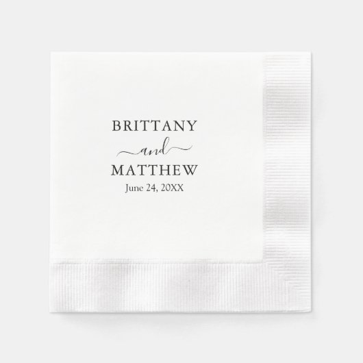 Moderner Minimalistischer Hochzeitcocktail Serviette (Vorderseite)