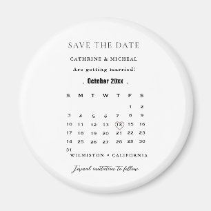 Moderner Minimalistischer Hochzeitkalender Save th Magnet