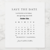Moderner Minimalistischer Hochzeitkalender Save th Weinetikett (Einzelnes Label)