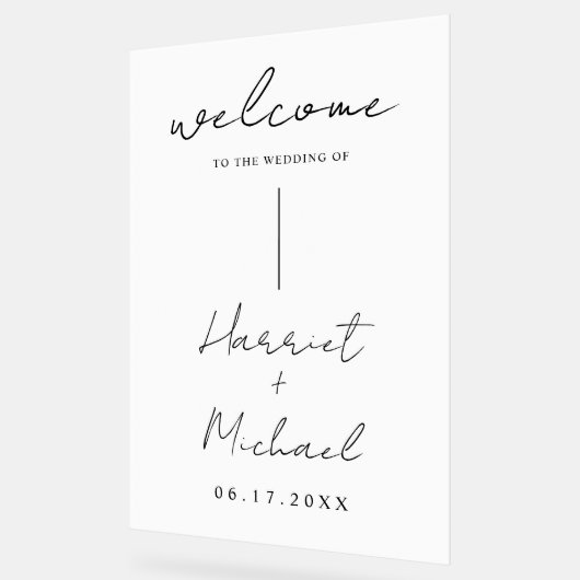 Moderner Minimalistischer Hochzeitsempfang Acrylschild (Winkel)