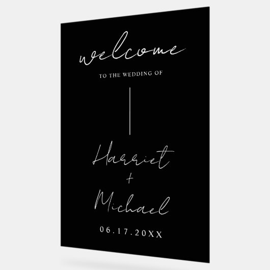 Moderner Minimalistischer Hochzeitsempfang Acrylschild (Winkel)