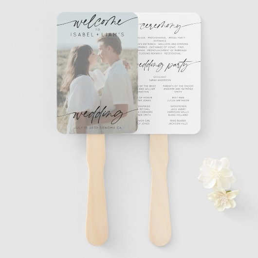 Moderner Minimalistischer Hochzeitsempfang | Weiße Fächer (Vorne und Hinten)