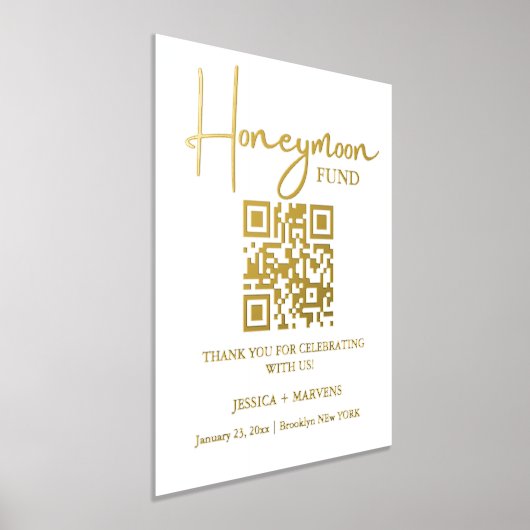 Moderner Minimalistischer Hochzeitsfonds QR-Code Foliendrucke (Ablage )